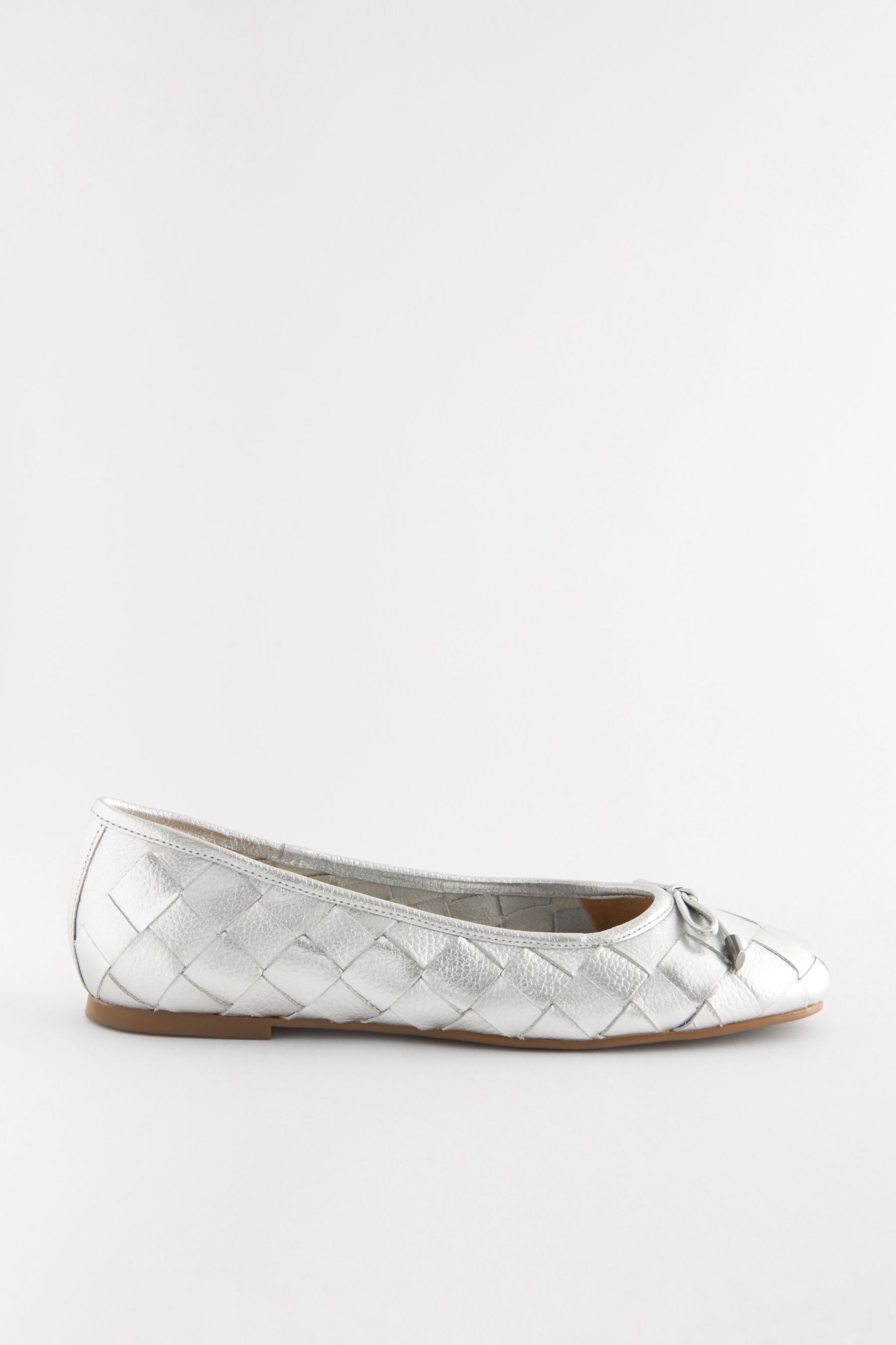 Silver Forever Comfort® Leather Weave Ballerinas - Image 3 of 8