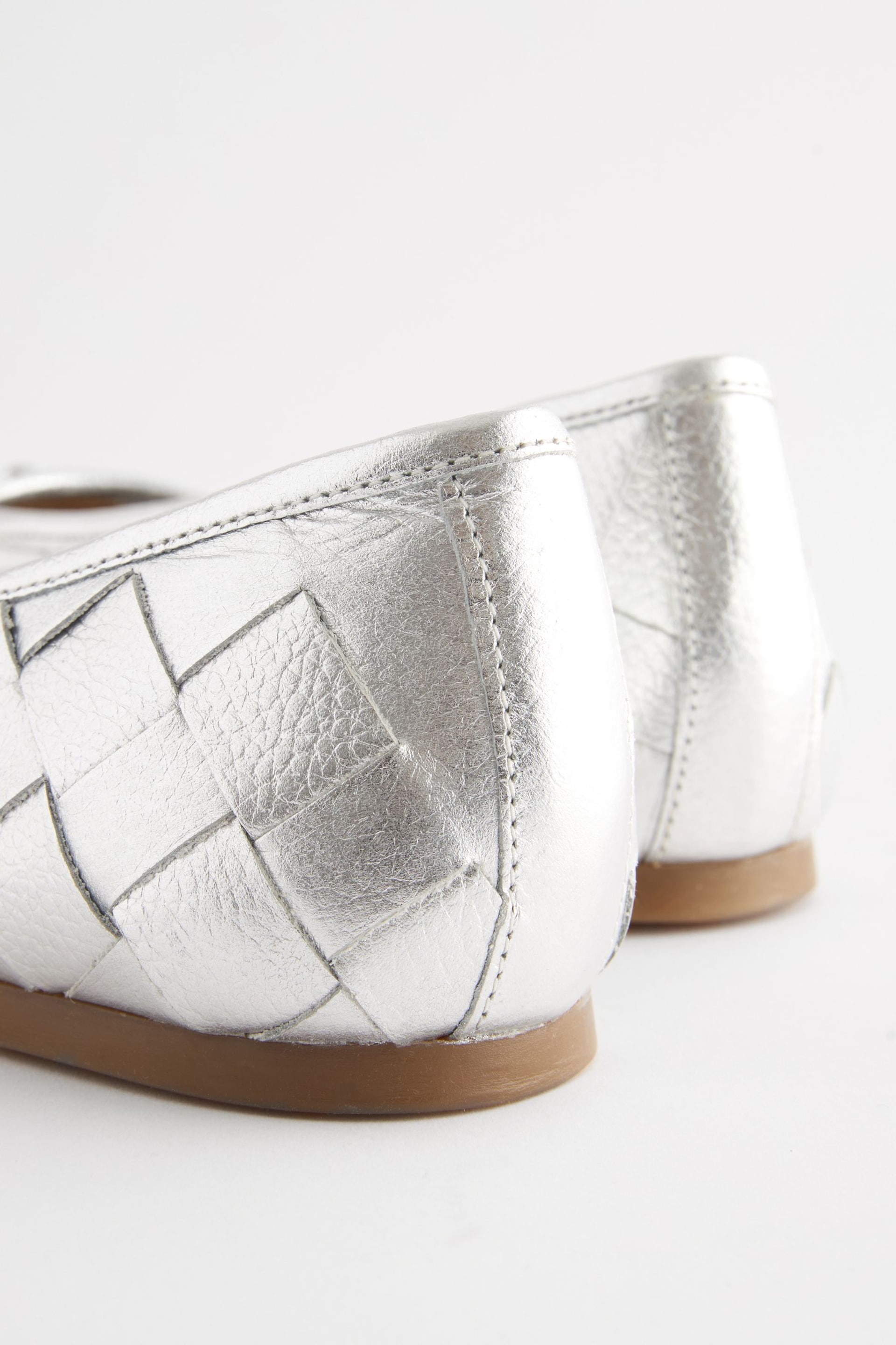 Silver Forever Comfort® Leather Weave Ballerinas - Image 4 of 8