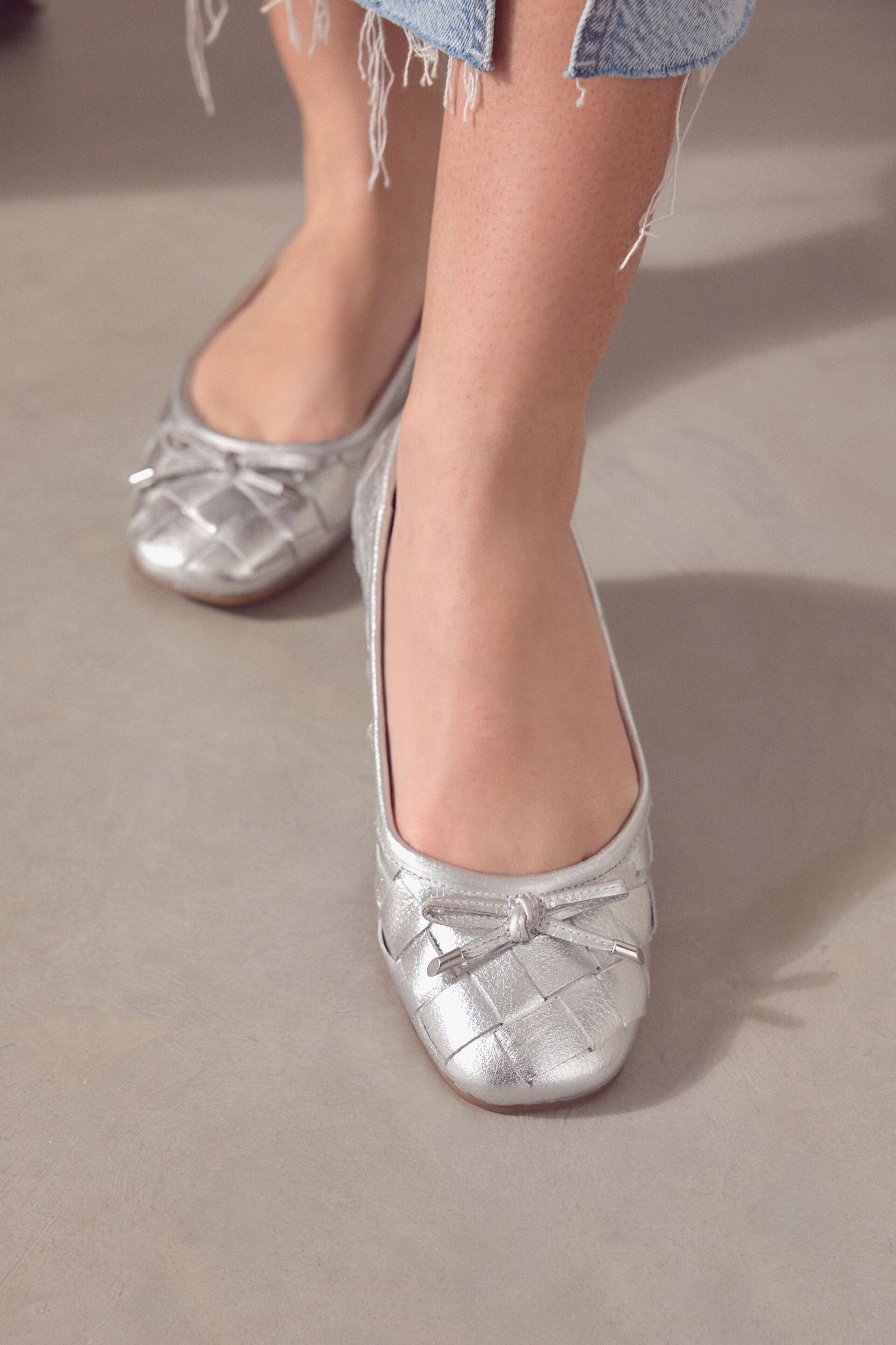 Silver Forever Comfort® Leather Weave Ballerinas - Image 8 of 8