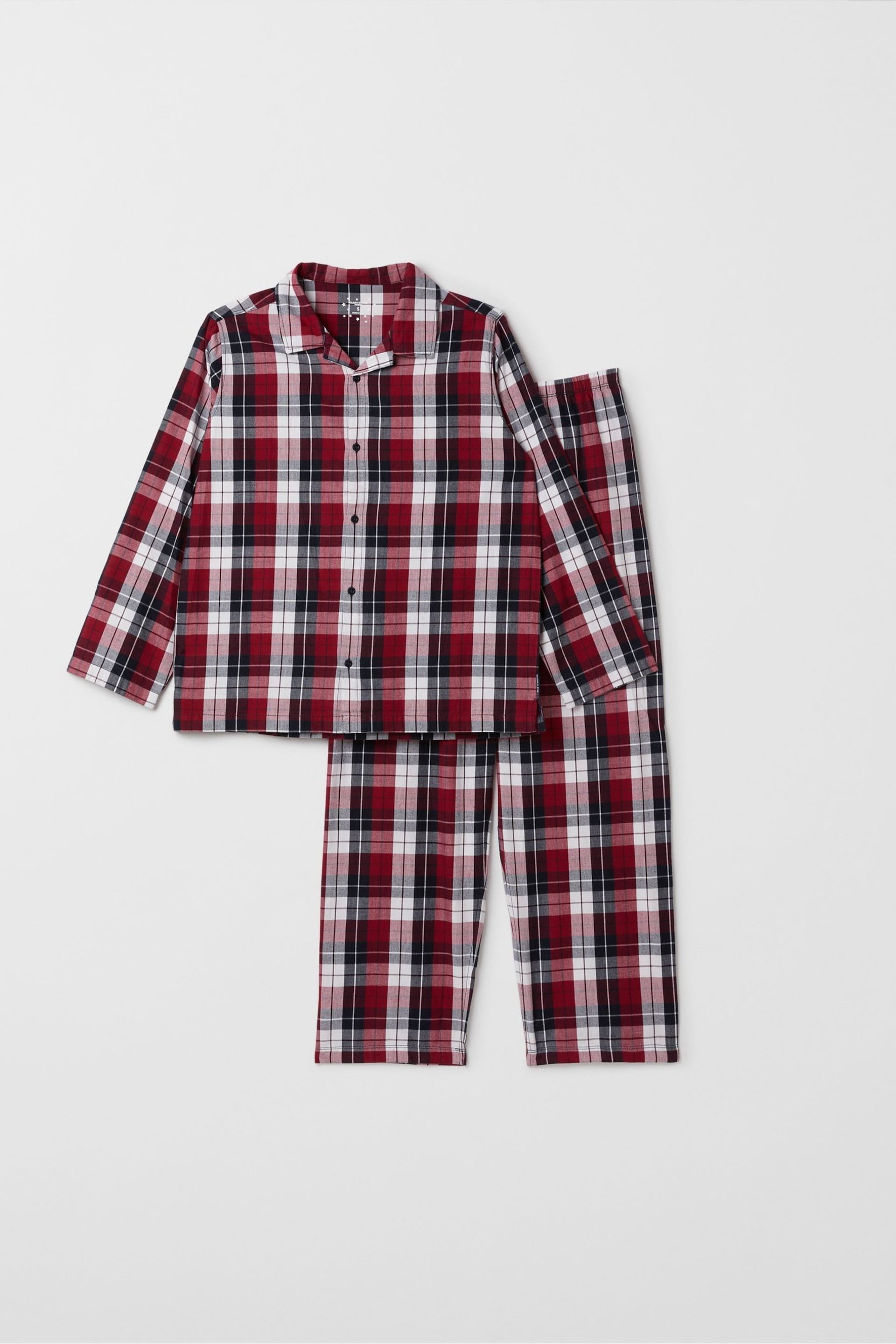 Polarn O Pyret Red Organic Checked Christmas Pyjamas - Image 1 of 4