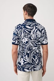 Navy Leaf Short Sleeve Print Polo Shirt - Image 3 of 7