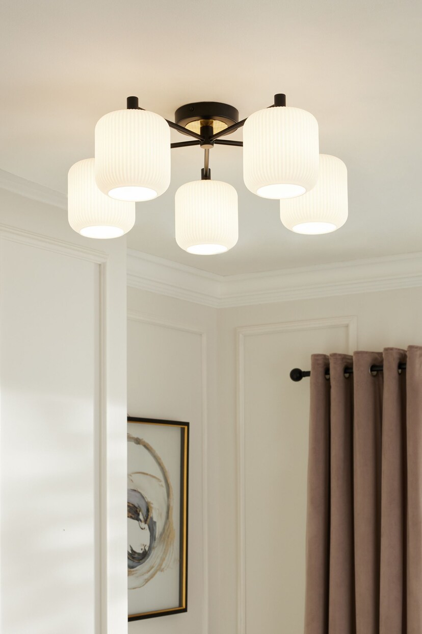 Black Ryker 5 Light Flush Ceiling Light Fitting Also Suitable for Use in Bathrooms - Image 1 of 4