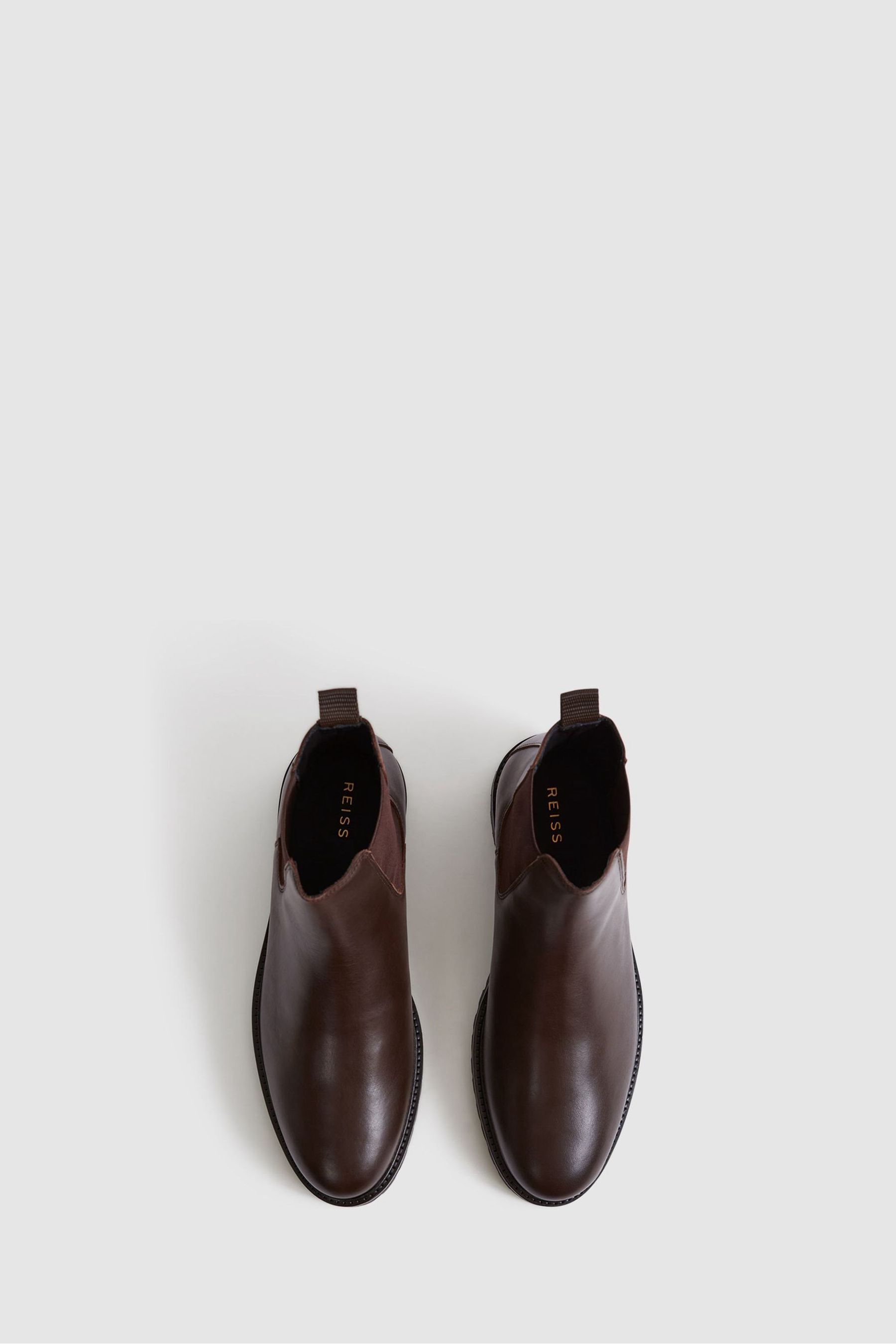 Reiss Chocolate Chiltern Leather Chelsea Boots