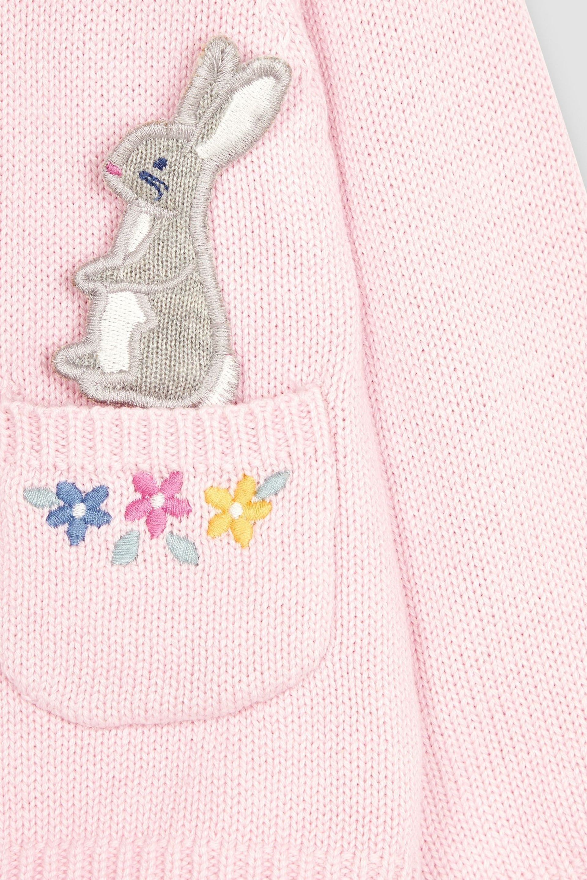 JoJo Maman Bébé Pink Bunny Appliqué Cardigan - Image 2 of 3