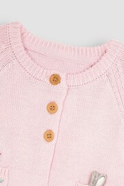 JoJo Maman Bébé Pink Bunny Appliqué Cardigan - Image 3 of 3