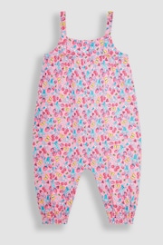 JoJo Maman Bébé Pink Strawberry Garden Floral Print Jumpsuit - Image 2 of 3