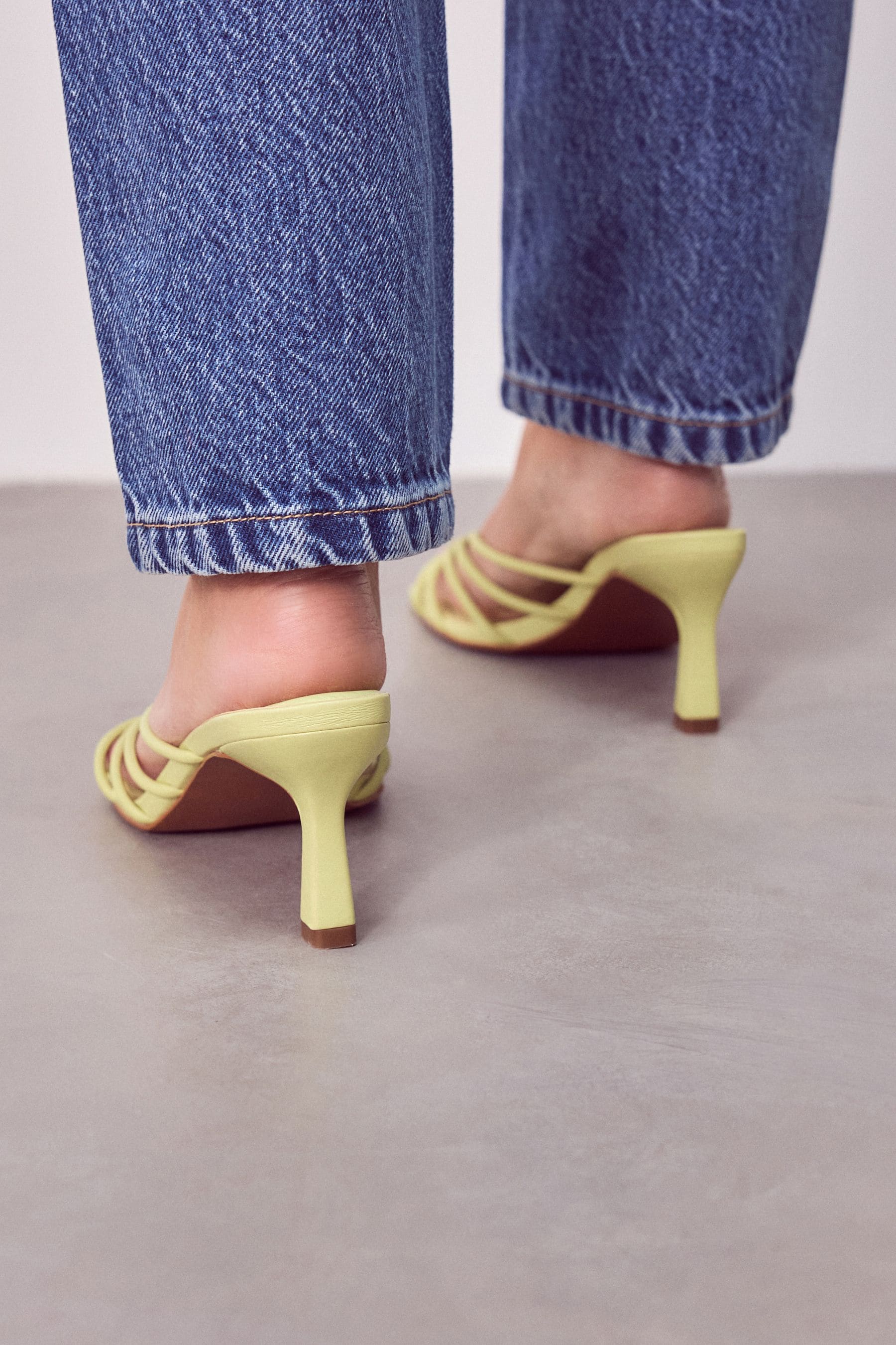 Buy Lime Green Signature Leather Toe Post Mule Heels from Next Luxembourg
