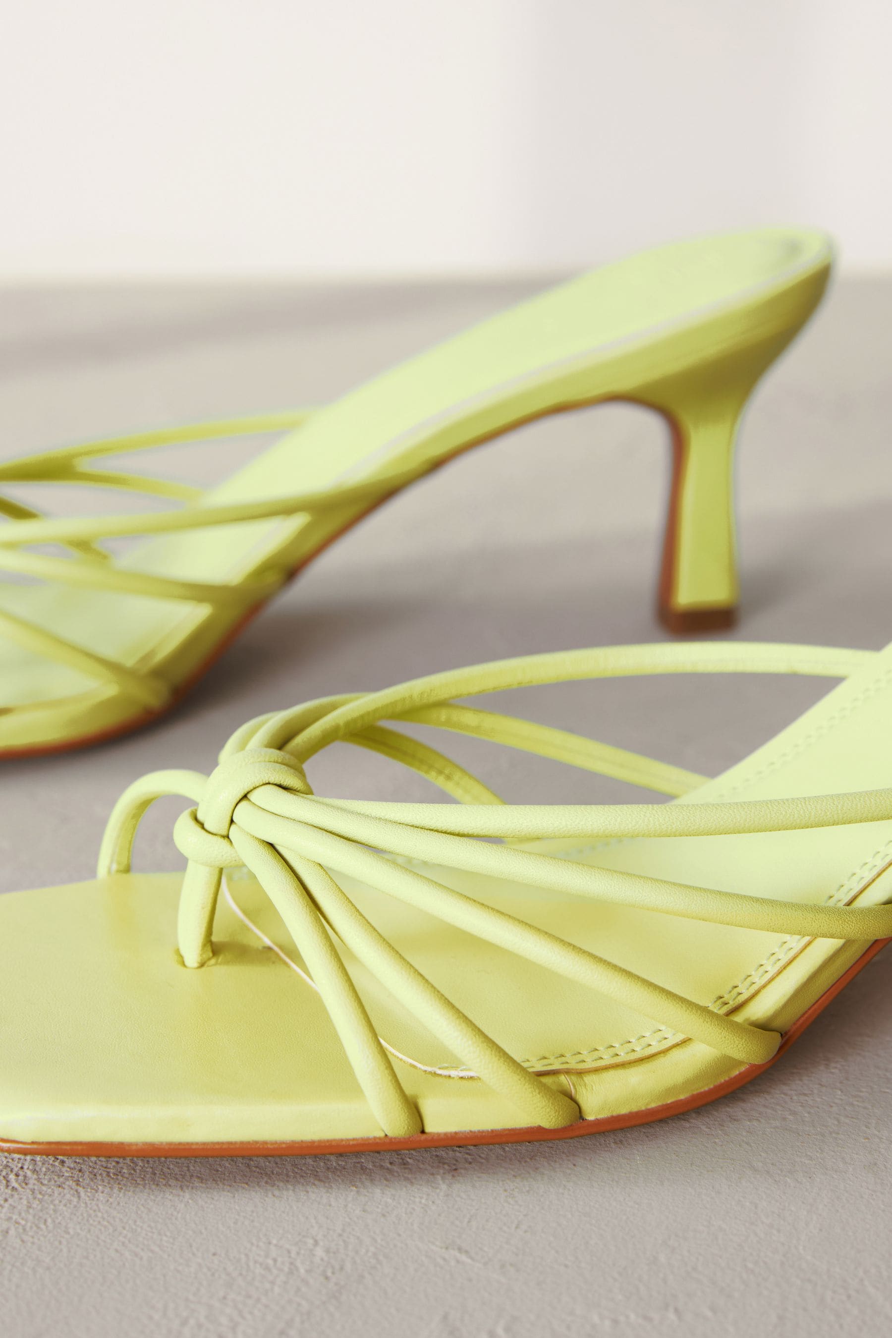 Buy Lime Green Signature Leather Toe Post Mule Heels from Next Oman