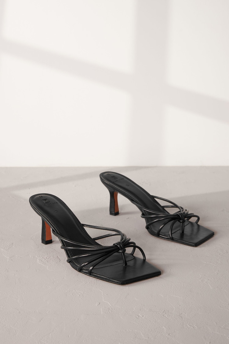 Black Signature Leather Toe Post Mule Heels - Image 1 of 6