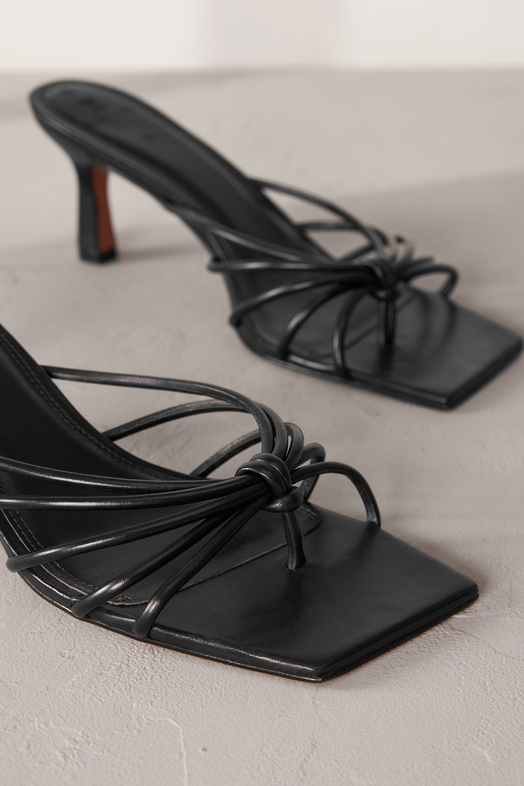 Buy Black Signature Leather Toe Post Mule Heels from Next Germany