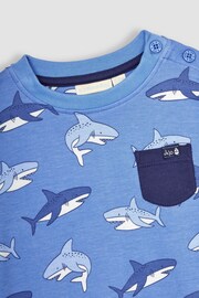 JoJo Maman Bébé Blue Shark Contrast Pocket Top - Image 2 of 3