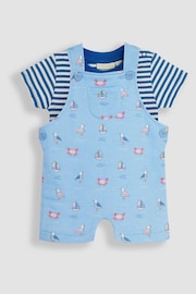 JoJo Maman Bébé Blue Nautical Dungarees & T-Shirt 2-Piece Set - Image 2 of 6