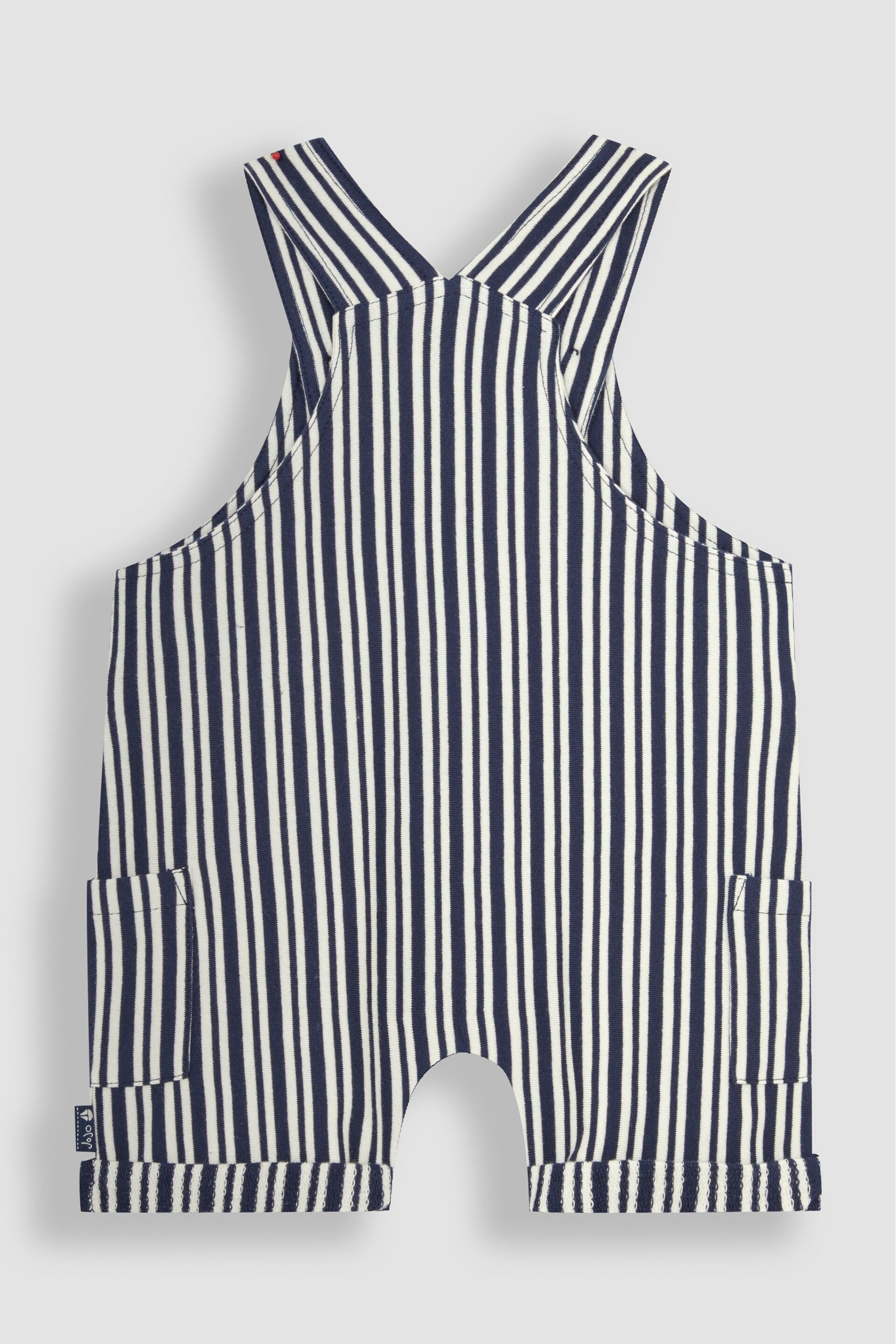 JoJo Maman Bébé Navy Blue Stripe Dungarees & T-Shirt 2-Piece Set - Image 3 of 5