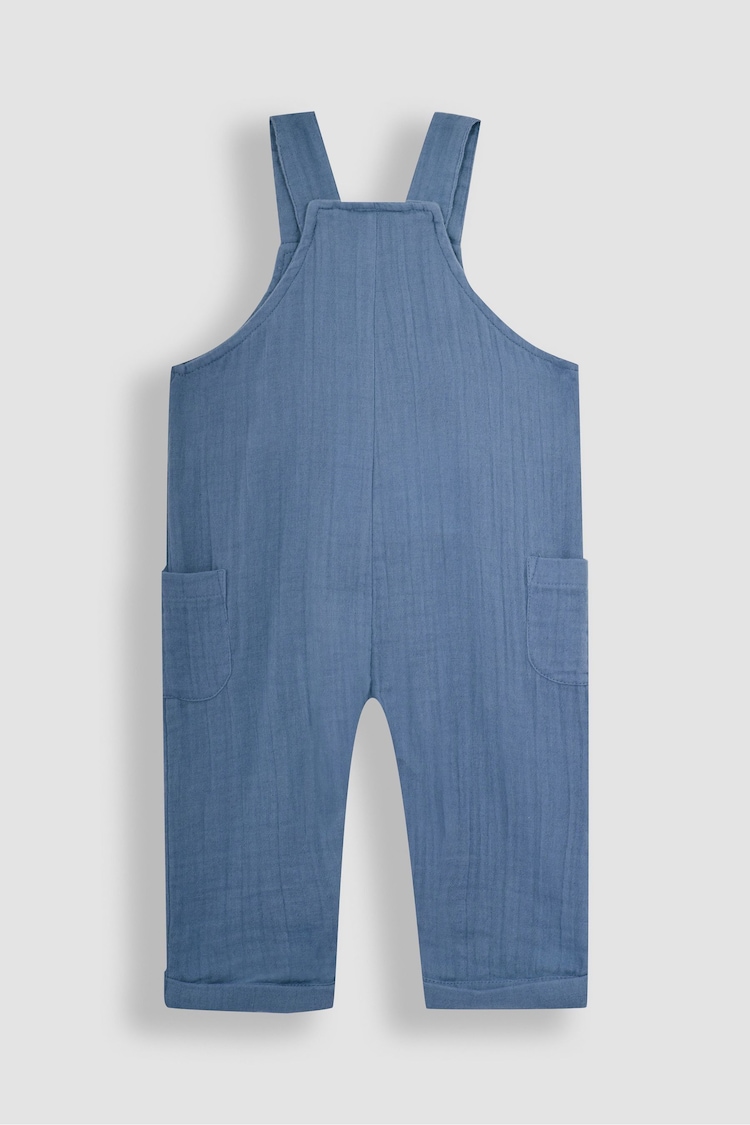 JoJo Maman Bébé Denim Blue Cheesecloth Button Front Dungarees - Image 2 of 3