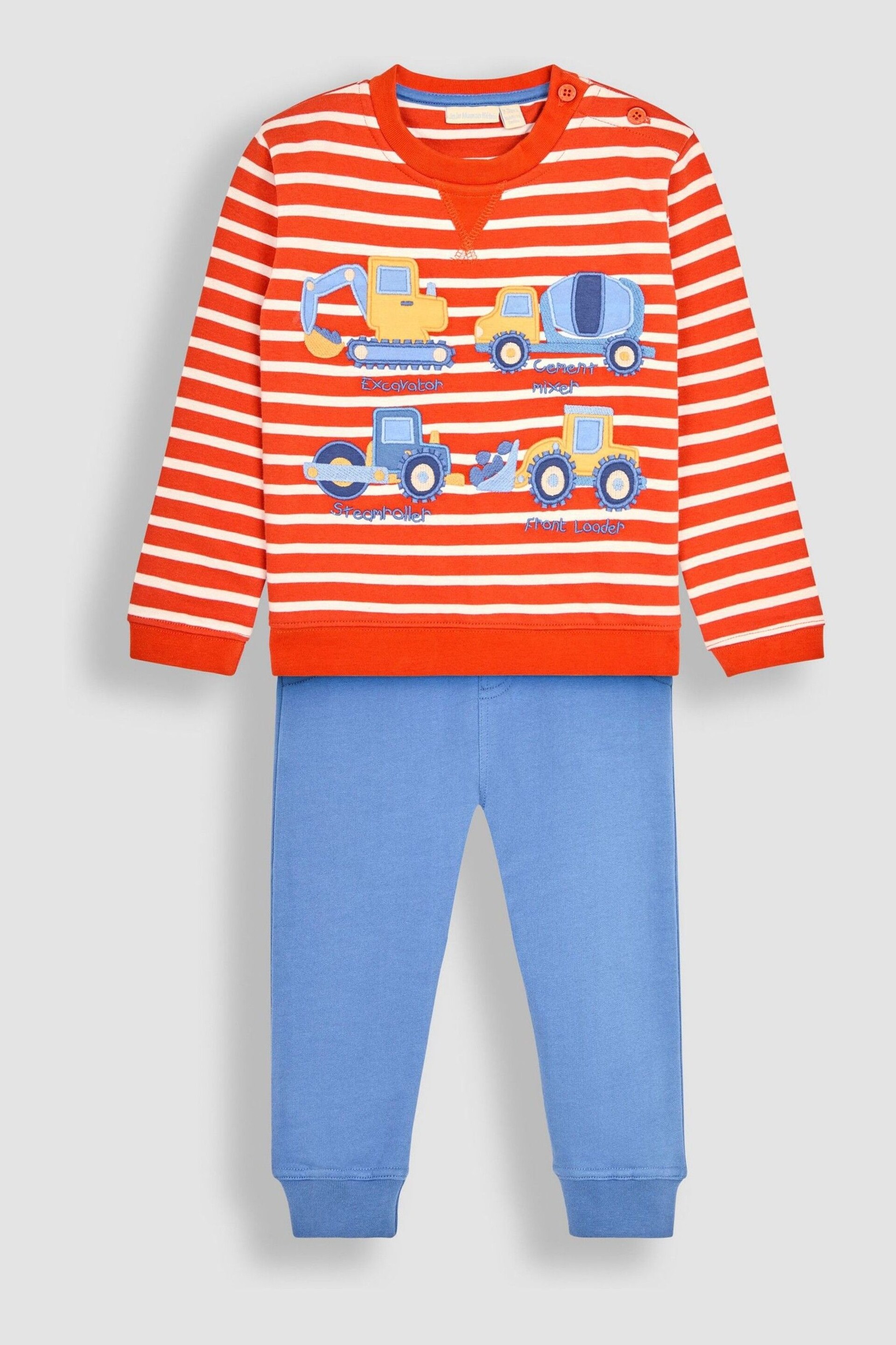 JoJo Maman Bébé Orange Transport Appliqué Jersey Sweatshirt & Leggings Set - Image 2 of 6