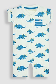 JoJo Maman Bébé Cobalt Blue Triceratops & Stripe 2-Pack Rompers - Image 2 of 6