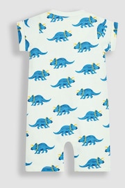 JoJo Maman Bébé Cobalt Blue Triceratops & Stripe 2-Pack Rompers - Image 3 of 6