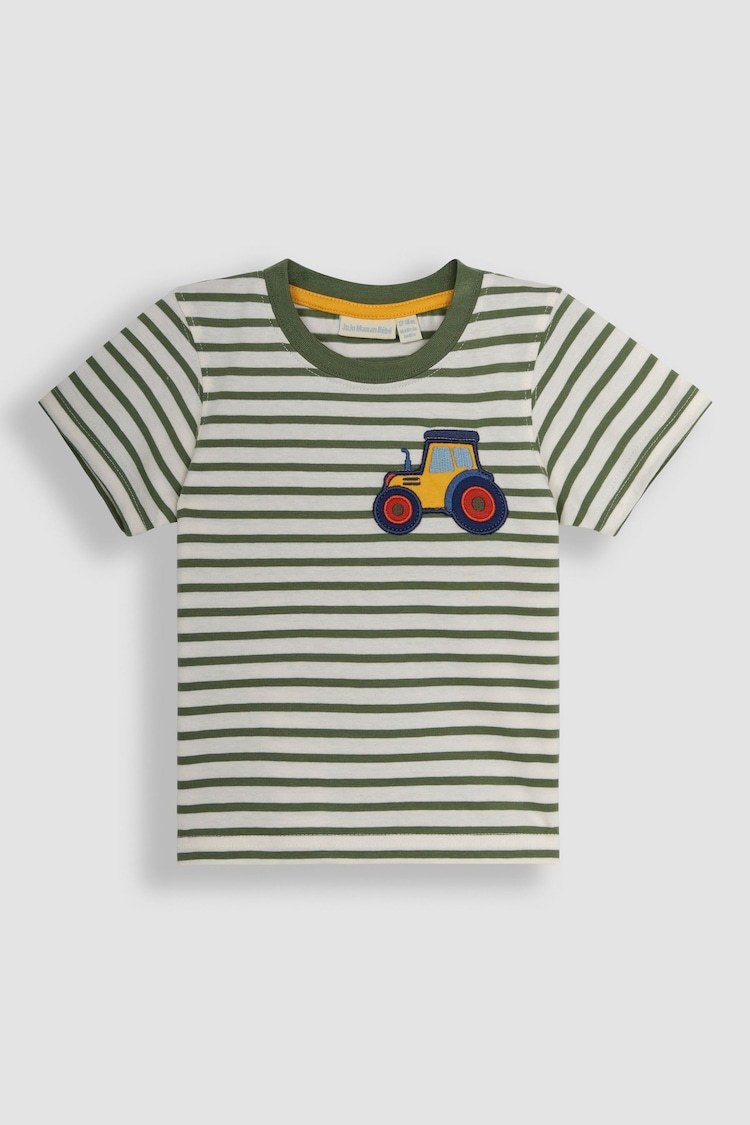 JoJo Maman Bébé Ecru Tractor Appliqué Pocket T-Shirt - Image 1 of 1