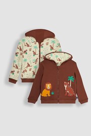 JoJo Maman Bébé Brown Safari Animals Appliqué Reversible Hoodie - Image 1 of 6