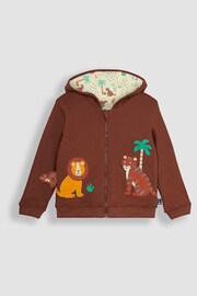 JoJo Maman Bébé Brown Safari Animals Appliqué Reversible Hoodie - Image 3 of 6