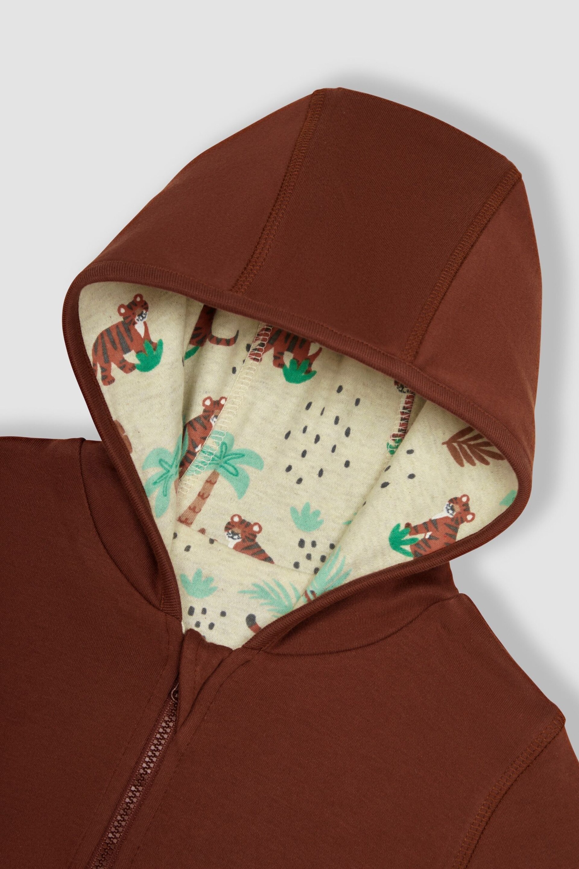 JoJo Maman Bébé Brown Safari Animals Appliqué Reversible Hoodie - Image 5 of 6