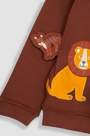 JoJo Maman Bébé Brown Safari Animals Appliqué Reversible Hoodie - Image 6 of 6