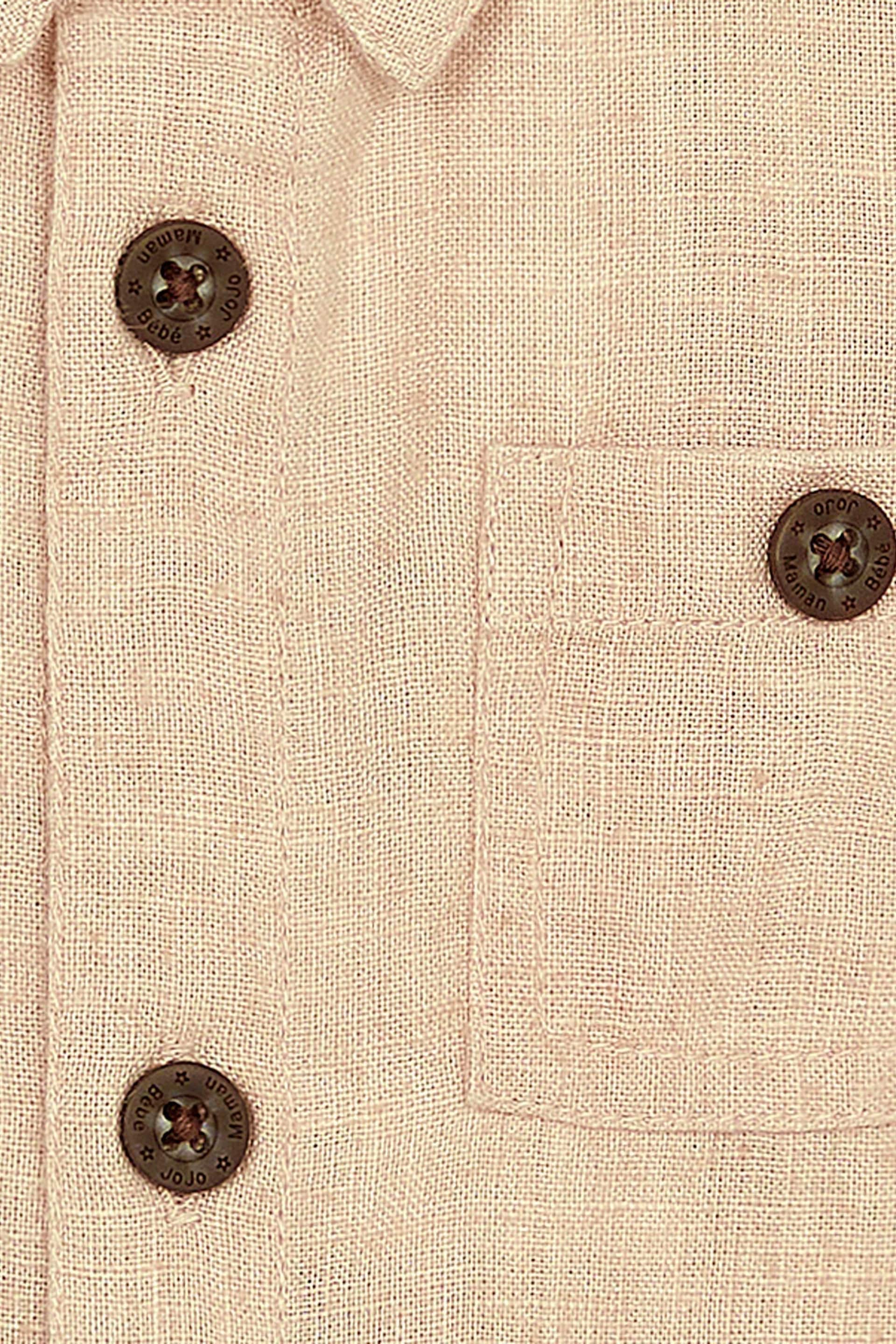 JoJo Maman Bébé Stone Classic Cotton Linen Summer Short Sleeve Shirt - Image 3 of 3