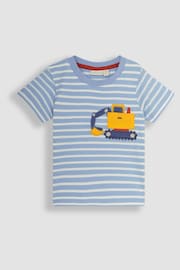 JoJo Maman Bébé Blue Digger Appliqué Pocket T-Shirt - Image 1 of 3