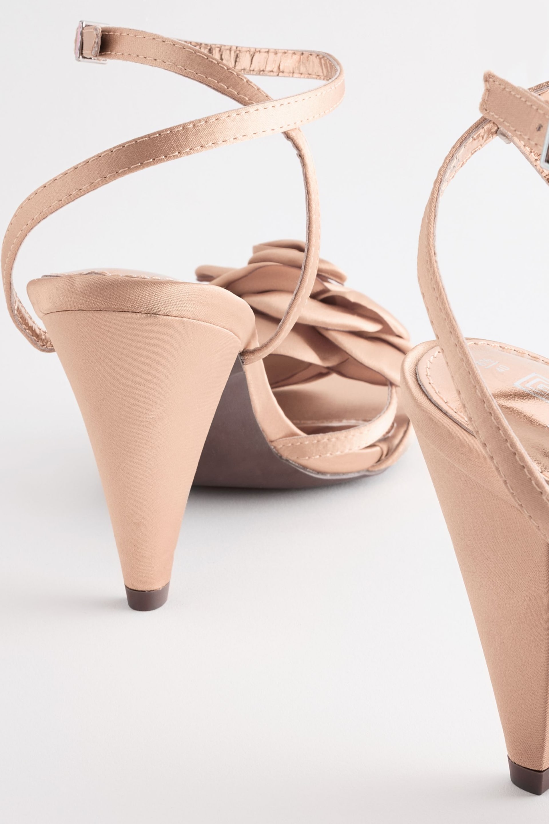 Nude Forever Comfort® Satin Flower Heeled Sandals - Image 3 of 7