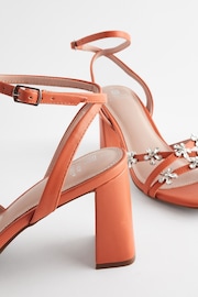 Orange Forever Comfort® Jewel Flowers Block Heel Sandals - Image 10 of 11