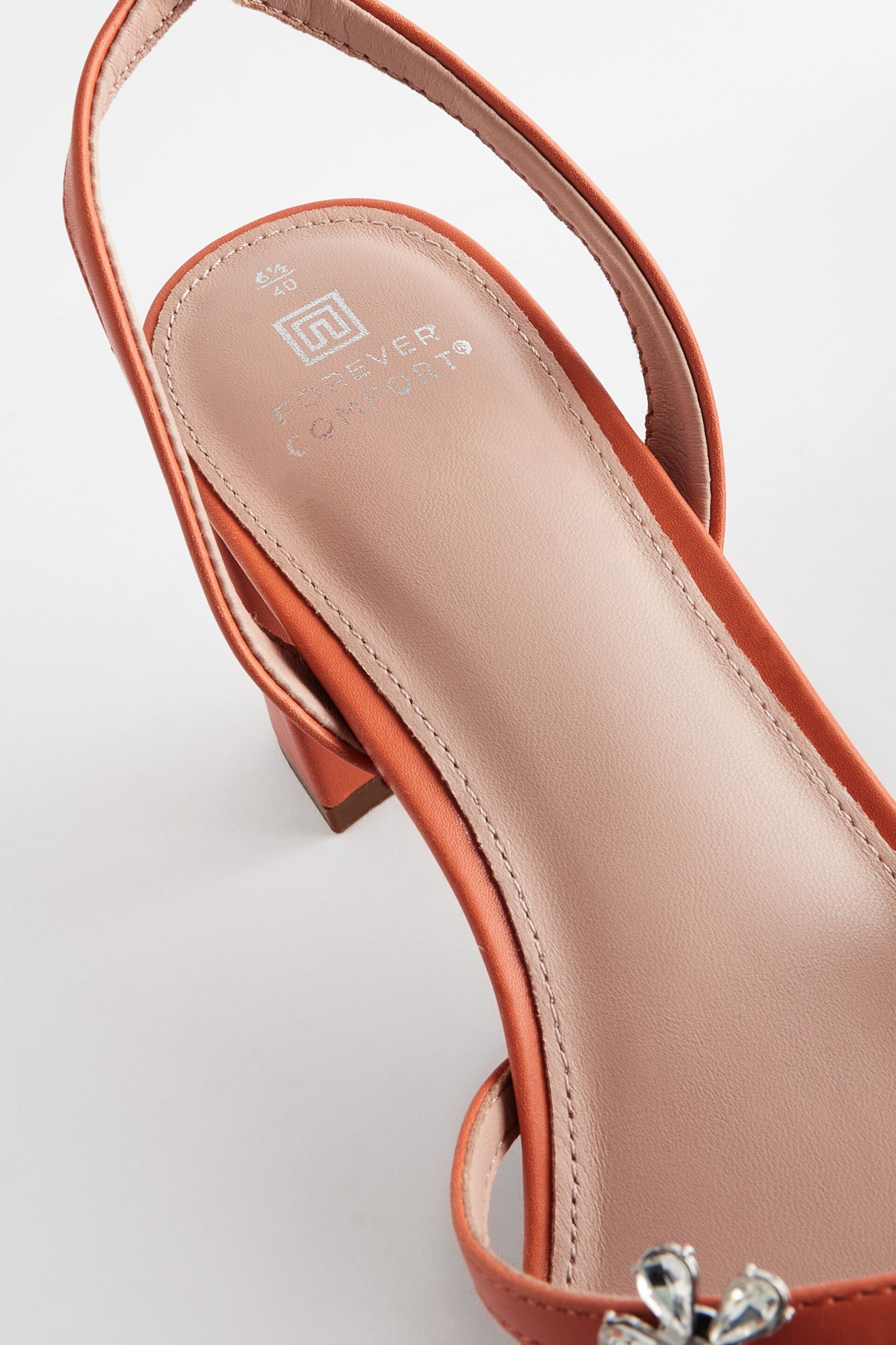 Orange Forever Comfort® Jewel Flowers Block Heel Sandals - Image 11 of 11