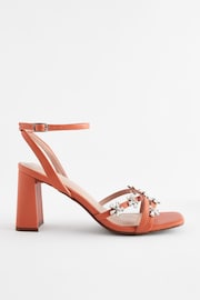 Orange Forever Comfort® Jewel Flowers Block Heel Sandals - Image 6 of 11