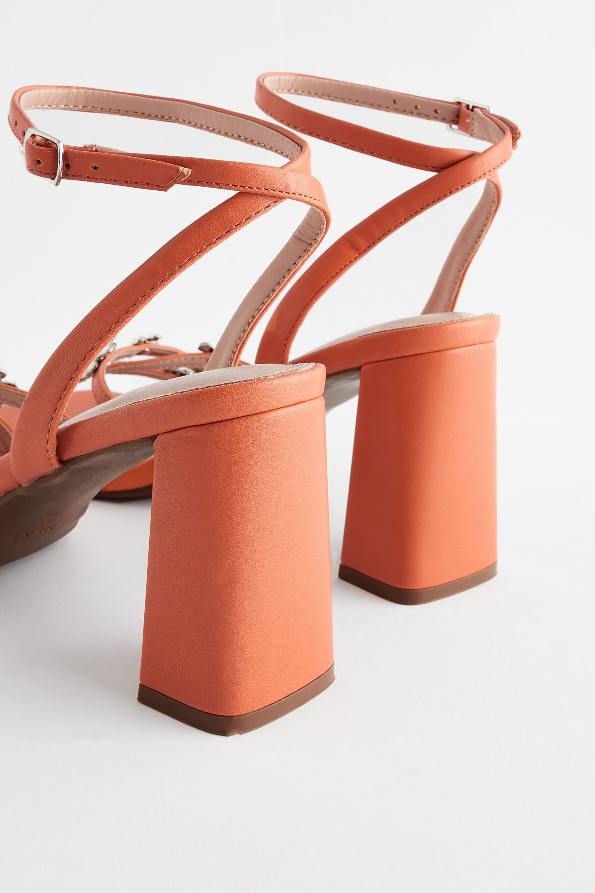 Orange Forever Comfort® Jewel Flowers Block Heel Sandals - Image 7 of 11