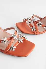 Orange Forever Comfort® Jewel Flowers Block Heel Sandals - Image 8 of 11