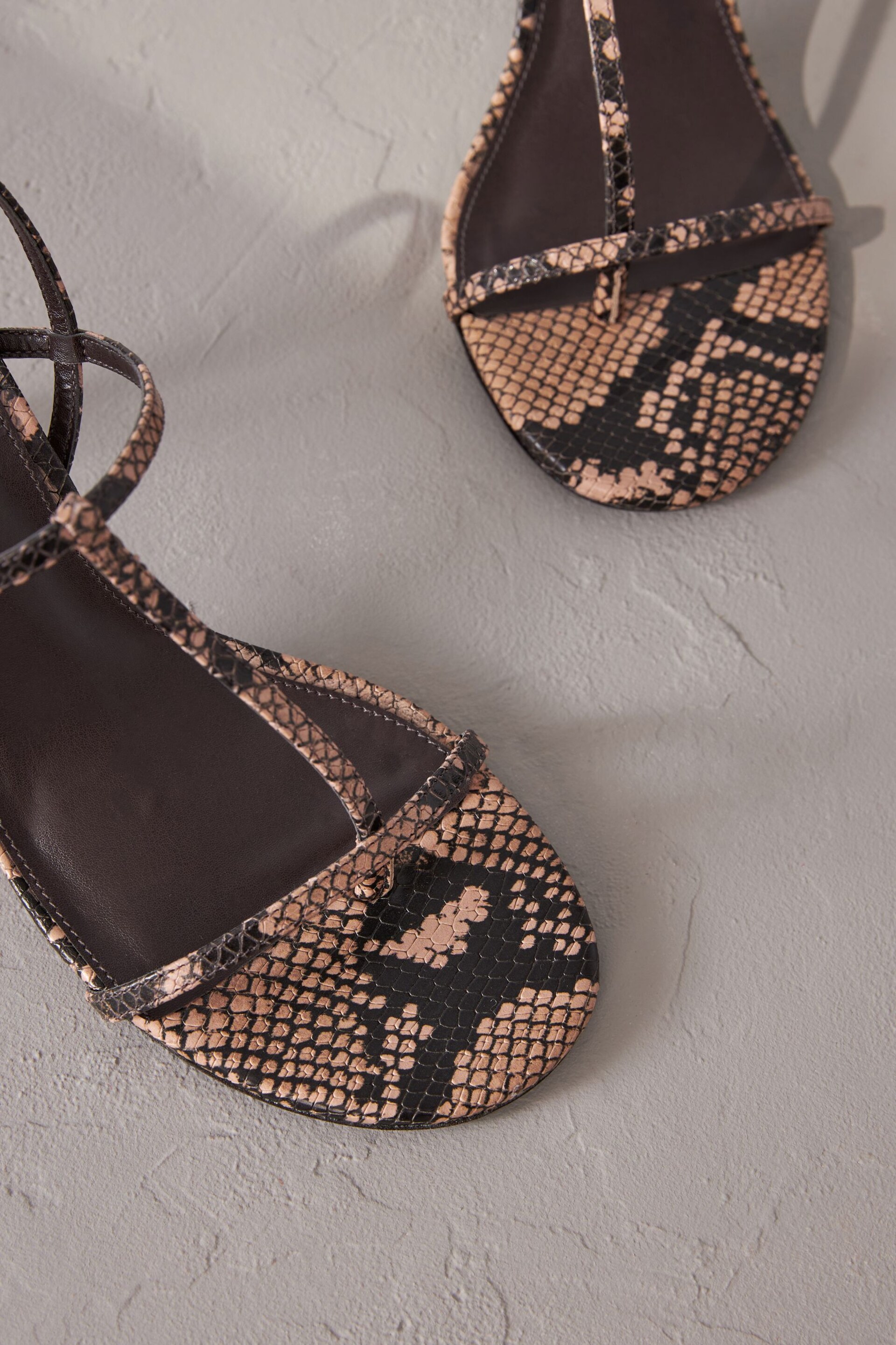 Snake Print Signature Leather Toe Post Heeled Sandals - Image 10 of 11