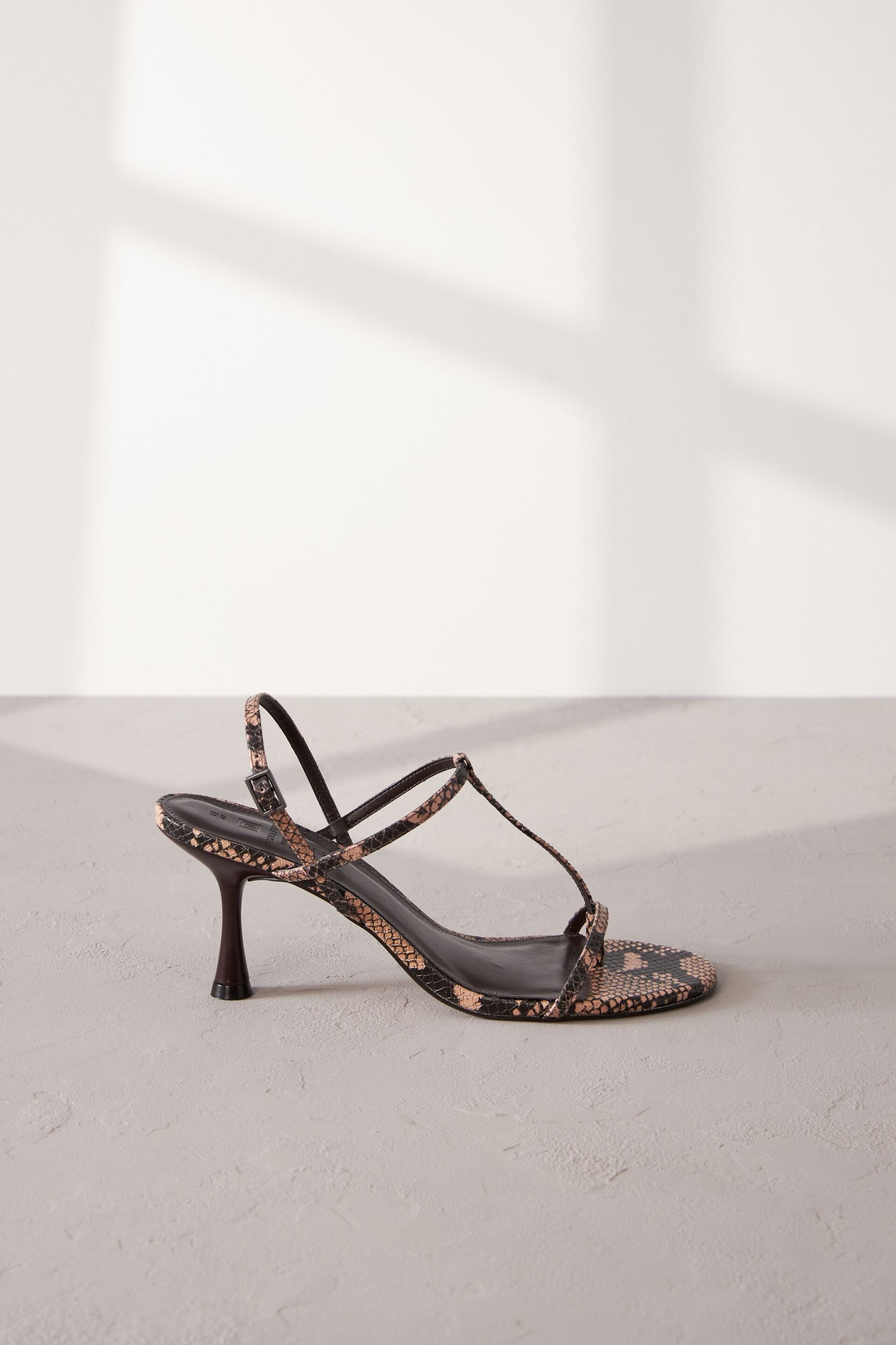 Snake Print Signature Leather Toe Post Heeled Sandals - Image 6 of 11