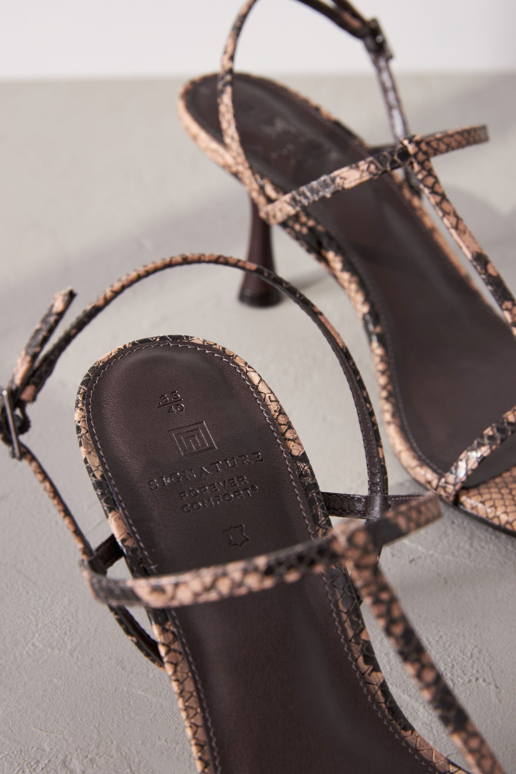 Buy Snake Print Signature Leather Toe Post Heeled Sandals from Next Ukraine