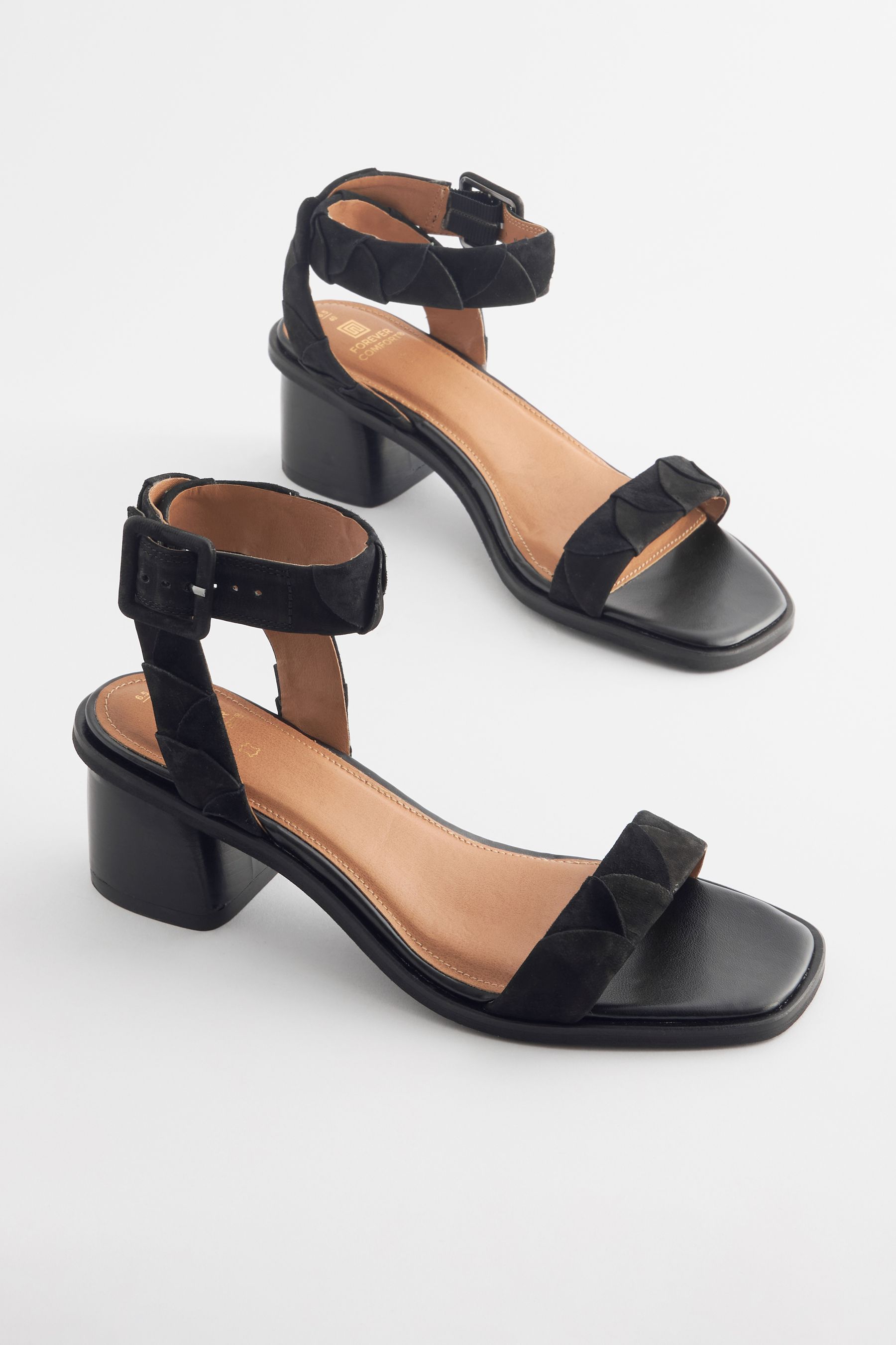 Low black block heel sandals top