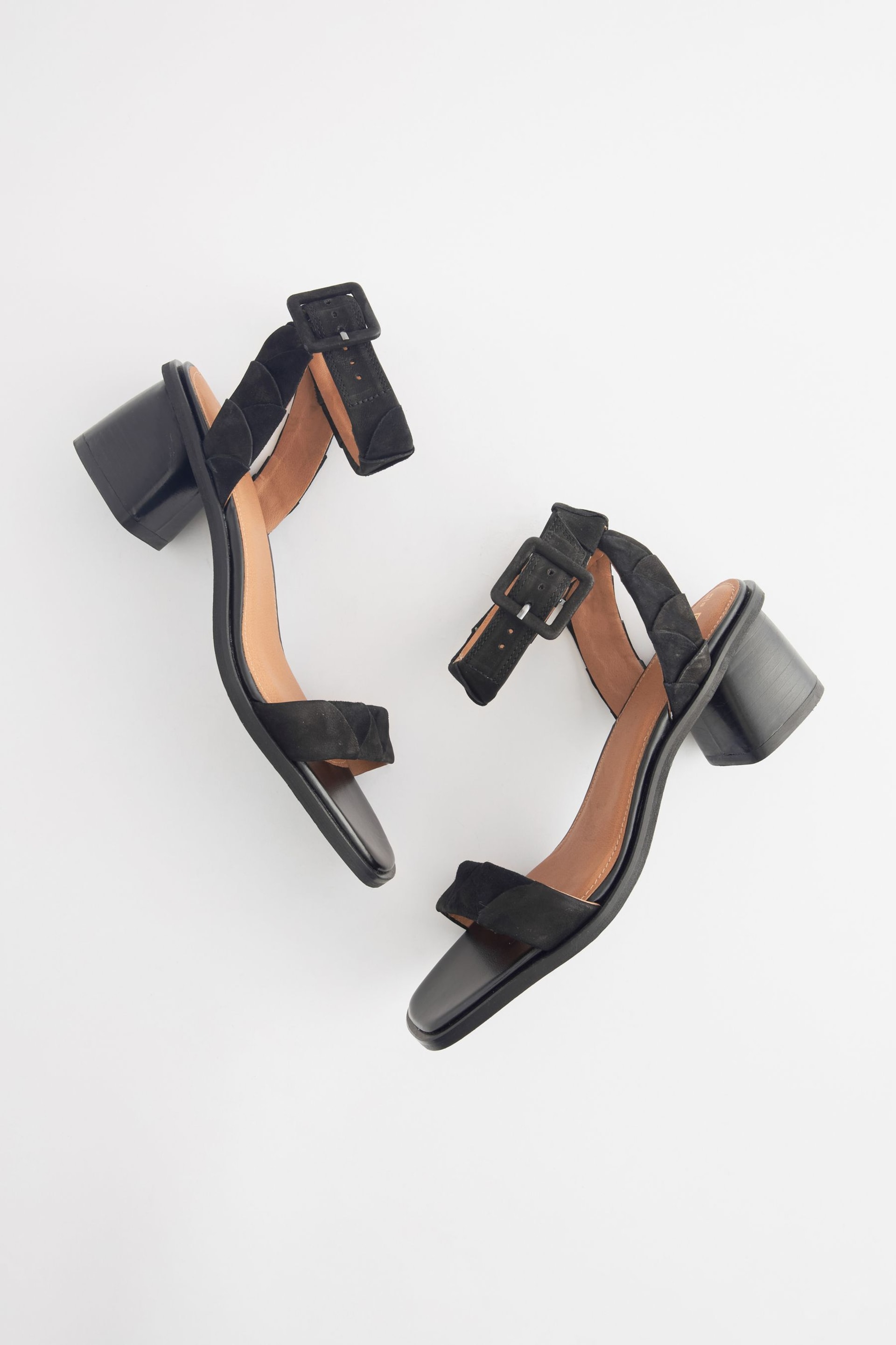 Black Forever Comfort® Leather Low Block Heel Sandals - Image 4 of 7