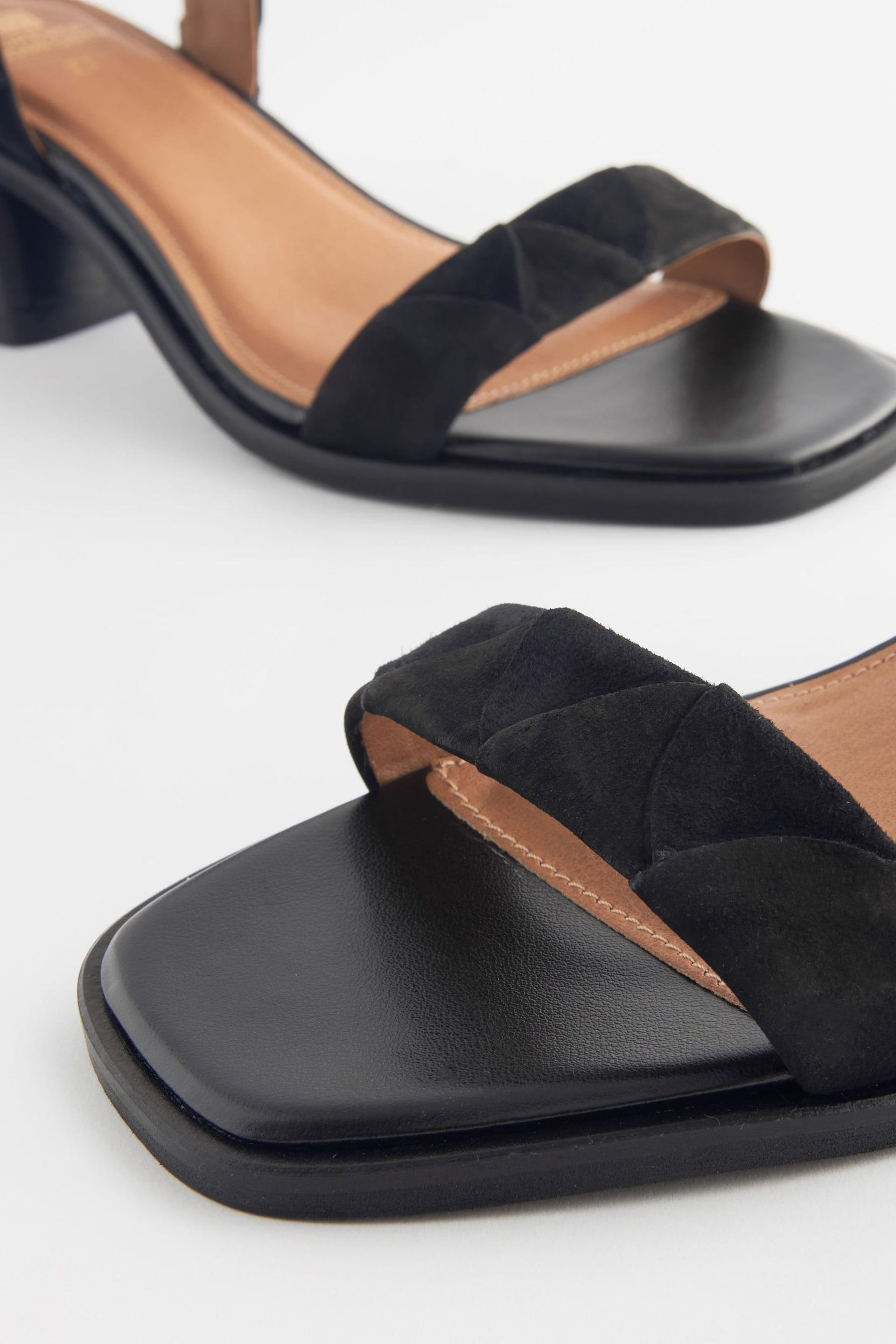 Black Forever Comfort® Leather Low Block Heel Sandals - Image 5 of 7