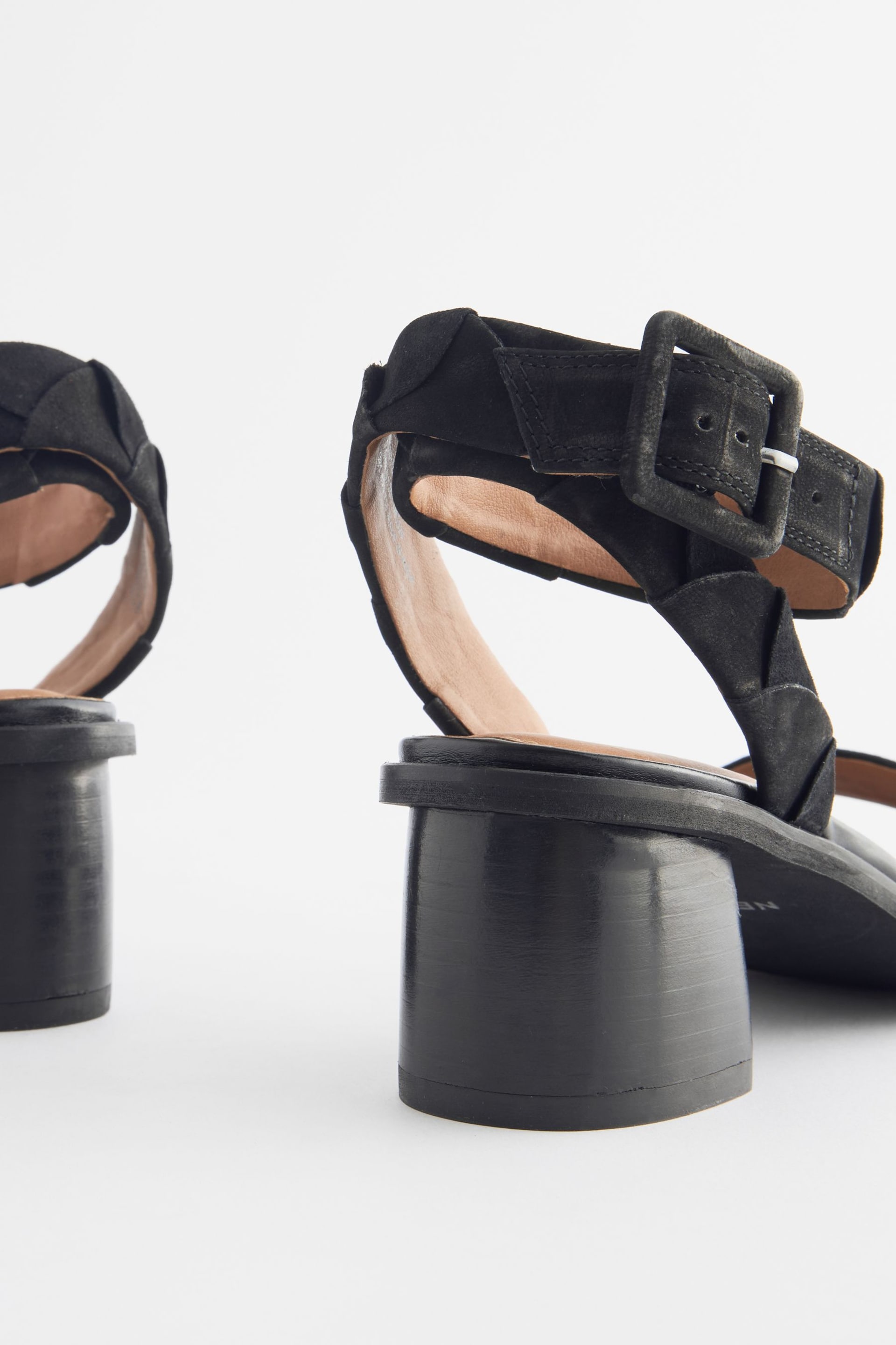 Black Forever Comfort® Leather Low Block Heel Sandals - Image 7 of 7