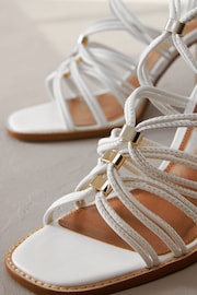 White Signature Leather Hardware Detail Block Heel Sandals - Image 10 of 10