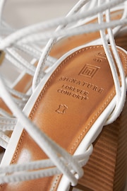 White Signature Leather Hardware Detail Block Heel Sandals - Image 8 of 10