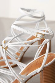 White Signature Leather Hardware Detail Block Heel Sandals - Image 9 of 10