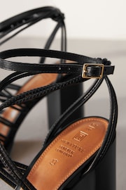Black Signature Leather Hardware Detail Block Heel Sandals - Image 6 of 6