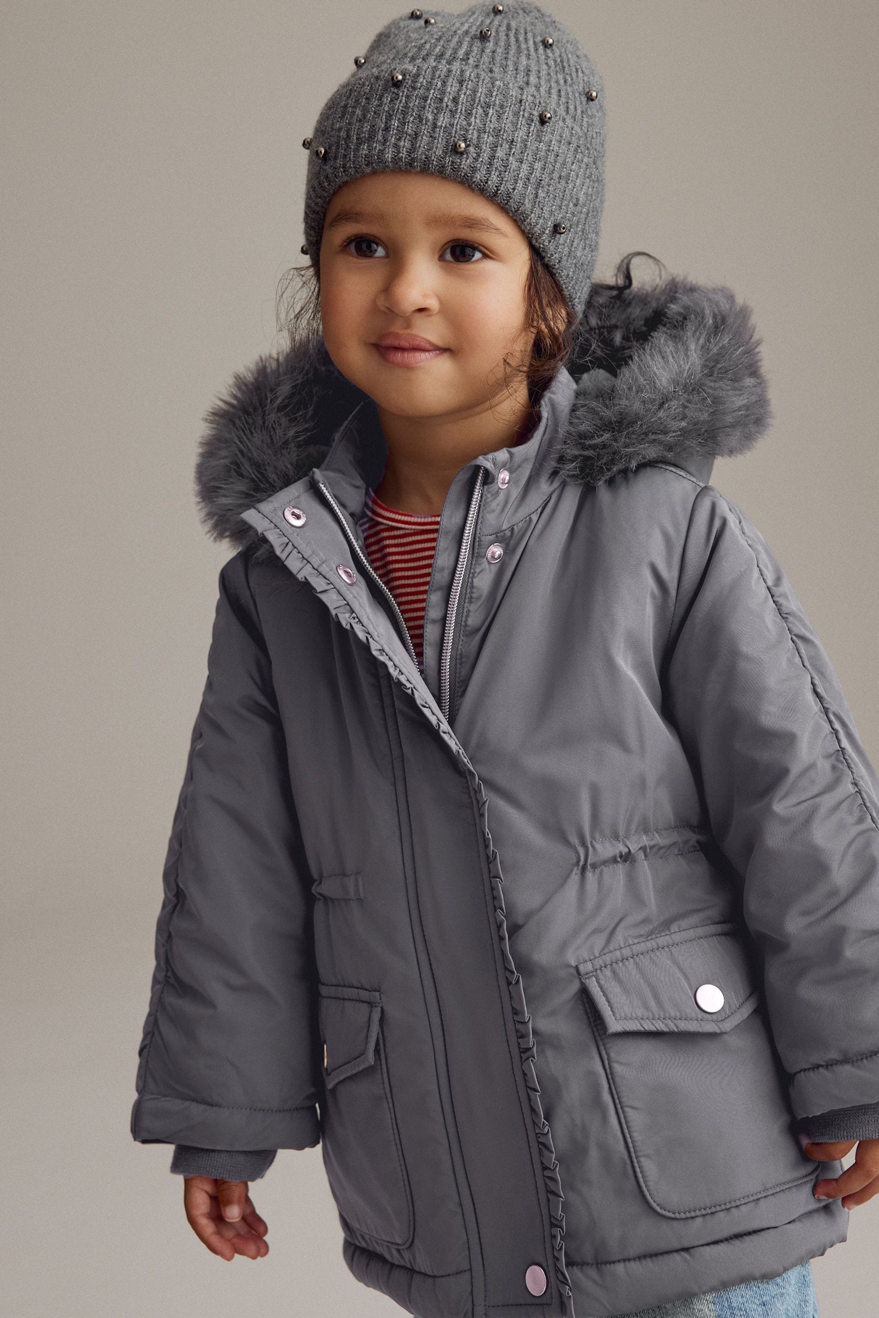 Buy Charcoal Grey Shower Resistant Frill Pocket Parka Coat 3mths 7yrs from Next Singapore
