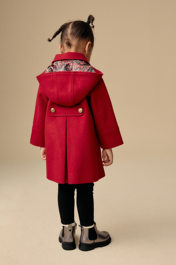 Red Double Breasted Wool Mix Coat (3mths-10yrs) - Image 3 of 3