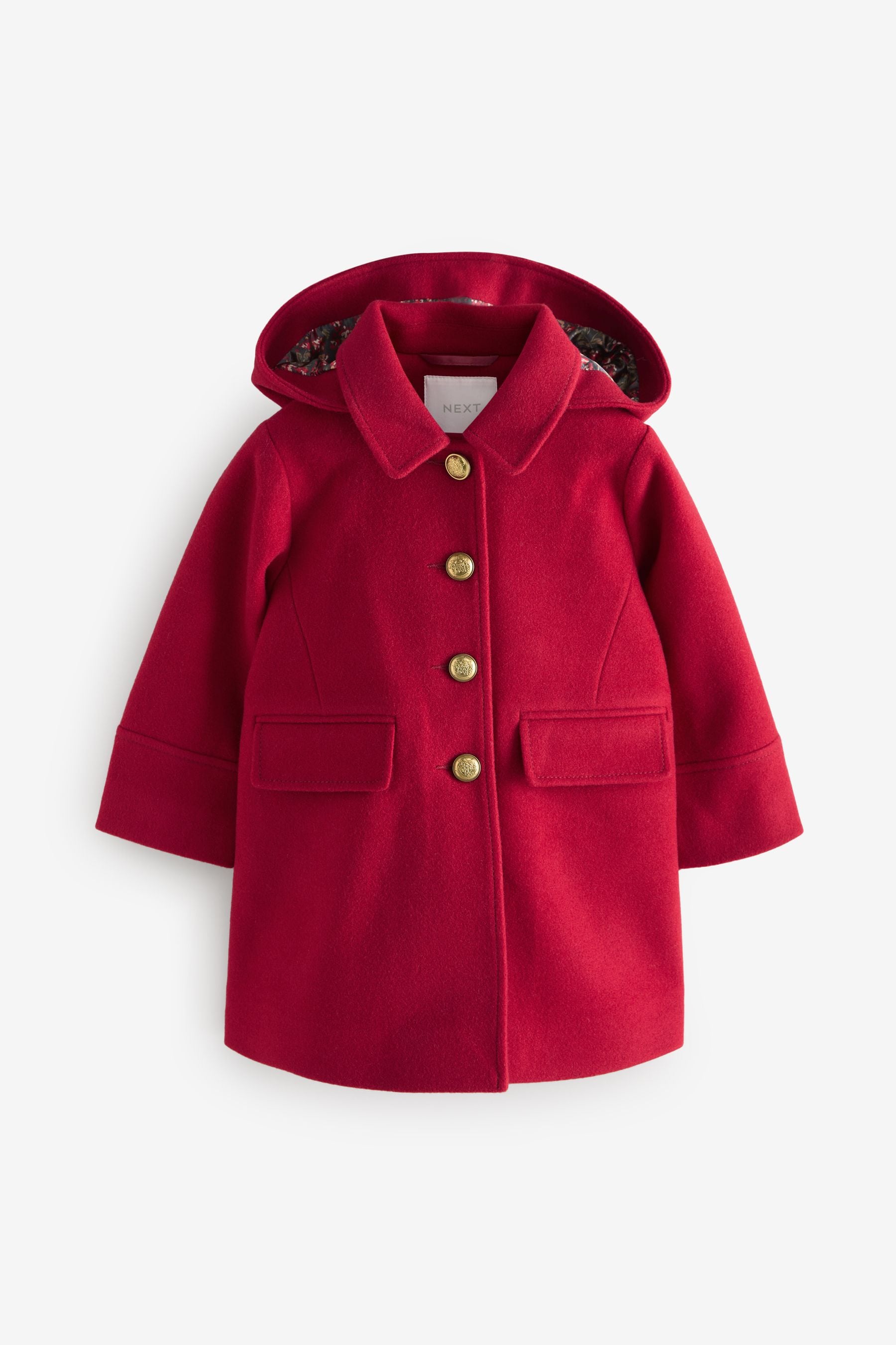 Buy Red Single Breasted Hooded Coat with Wool 3mths 10yrs from the Next UK online shop