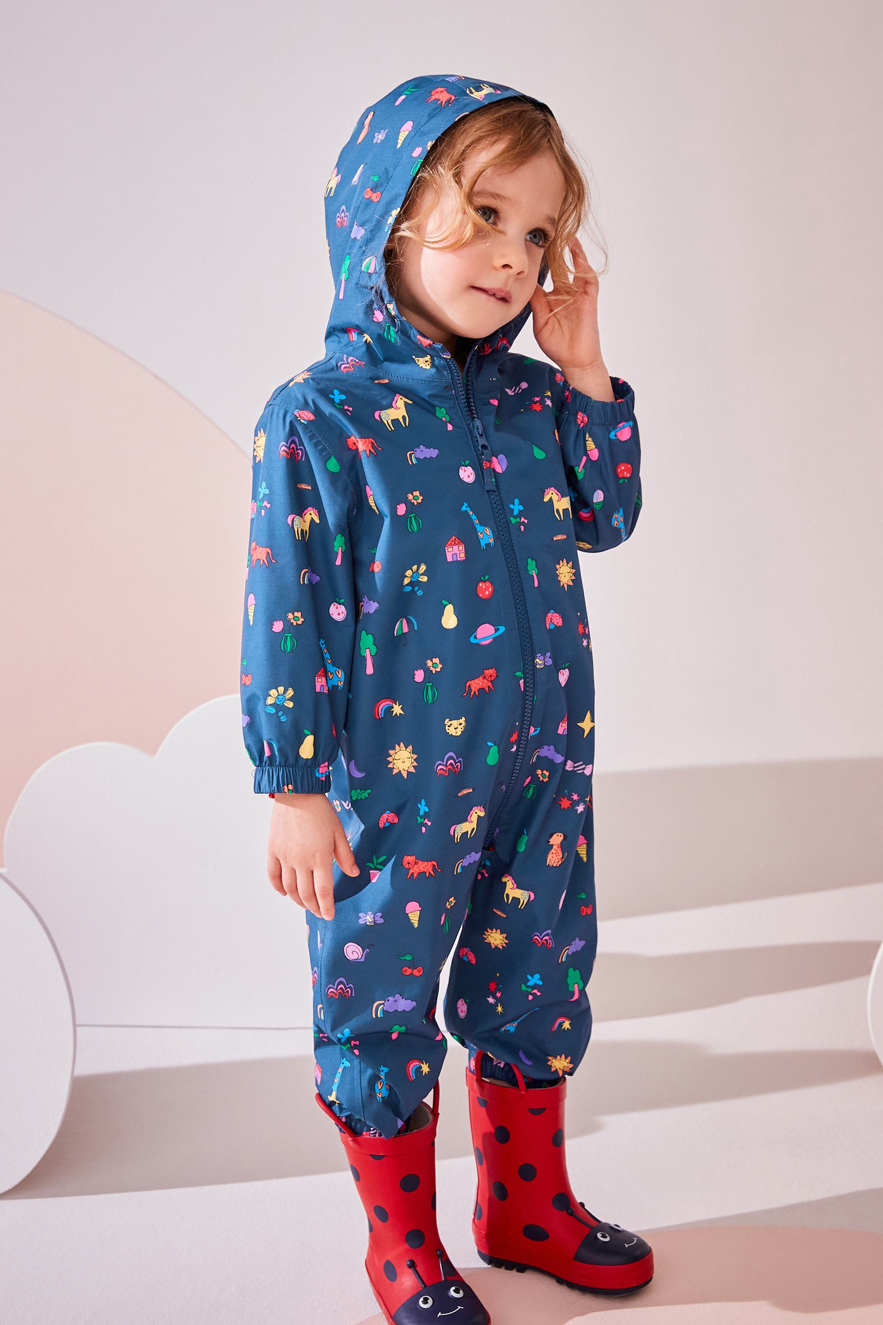 Buy Navy Waterproof Fleece Zip Lined Hooded Puddlesuit 3mths 7yrs from the Next UK online shop
