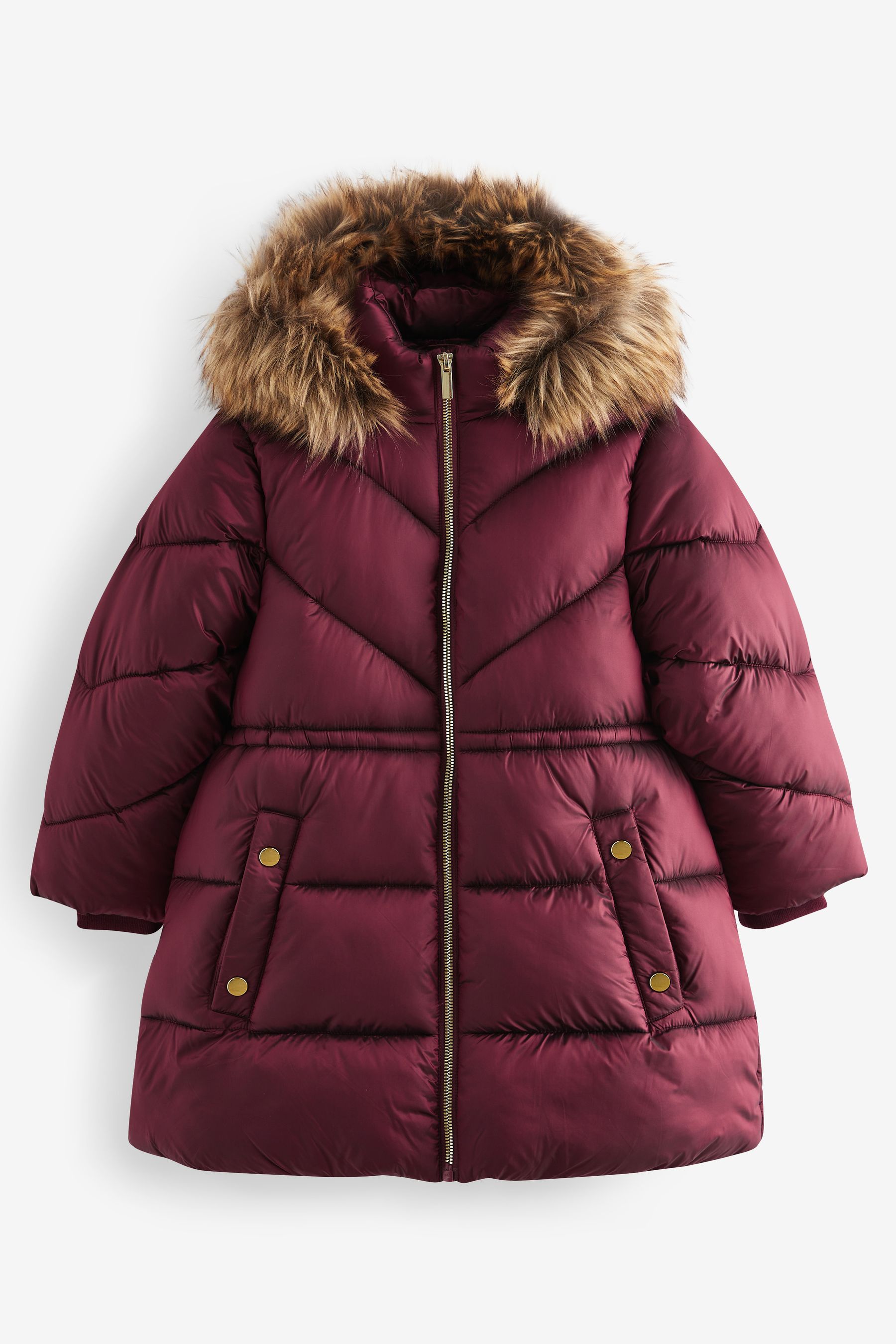 Buy Berry Shower Resistant Faux Fur Trim Padded Coat 3 16yrs from the Next UK online shop